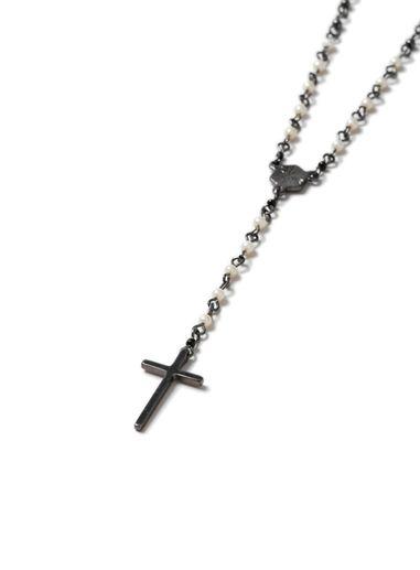 Topman Mens Grey Pearl Rosary Necklace*