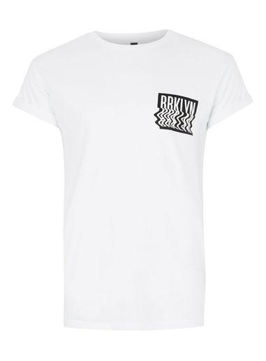 Topman Mens White Brooklyn Warped Print Muscle Fit T-shirt