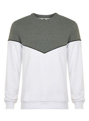 Topman Mens Multi Grey And White Chevron Sweatshirt