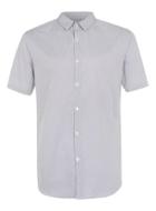 Topman Mens Black And White Pin Dot Short Sleeve Dress Shirt