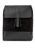Topman Mens Premium Black Suede And Leather Backpack