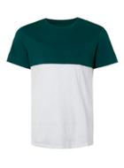 Topman Mens White And Green Slub Panelled T-shirt
