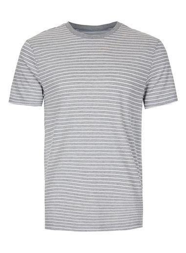 Topman Mens Grey Gray And White Stripe T-shirt