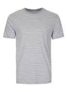Topman Mens Grey Gray And White Stripe T-shirt