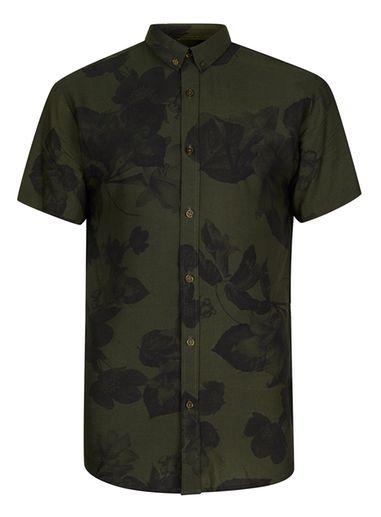 Topman Mens Selected Homme Green Slim Fit Shirt