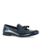 Topman Mens Blue Patent Faux Leather Tassel Loafers