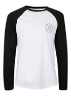 Topman Mens White Black Parallel Print Long Sleeve T-shirt