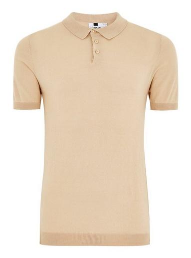 Topman Mens Stone Short Sleeve Knitted Polo