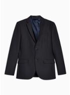 Topman Mens Navy Skinny Fit Check Single Breasted Blazer With Notch Lapels