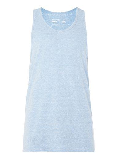 Topman Mens Blue Slub Slim Fit Tank Top