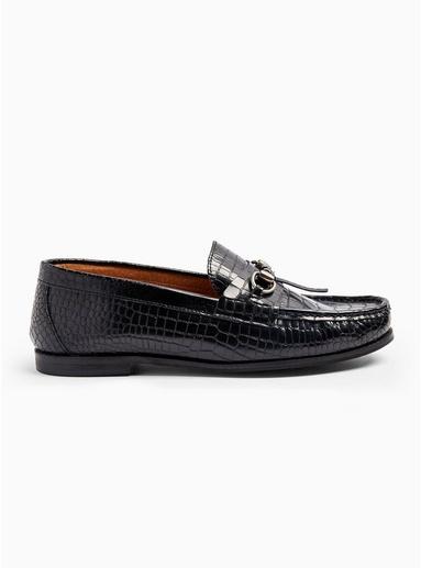 Topman Mens Navy Black Boston Snaffle Loafers