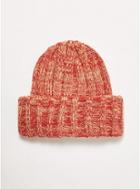 Topman Mens Cream Orange And White Oversized Ribbed Beanie