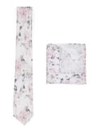 Topman Mens Multi White Washed Floral Print Tie And Pocket Square Set