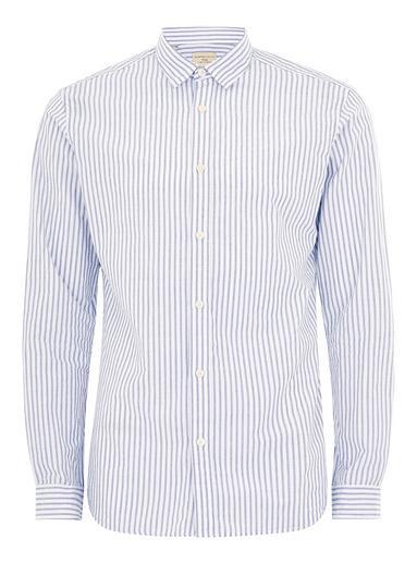 Topman Mens Selected Homme Blue Stripe Long Sleeve Shirt
