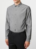 Topman Mens Mid Grey Grey Jacquard Long Sleeve Dress Shirt