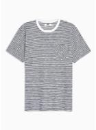 Topman Mens Navy And White Towelling Stripe T-shirt