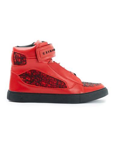 Topman Mens Criminal Damage Atlantis Red Hi Tops
