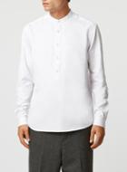 Topman Mens Lux P9 White Pleat Stand Collar Shirt
