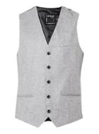 Topman Mens Grey Light Gray Wool Blend Textured Suit Vest