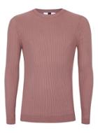 Topman Mens Pink Ribbed Muscle Fit Sweater