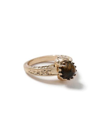 Topman Mens Brown Regal Engraved Stone Ring*