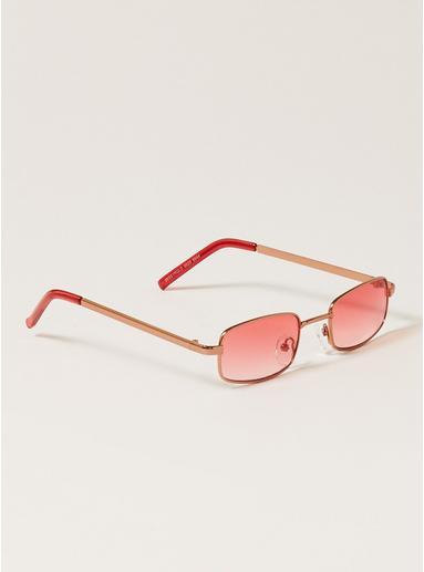 Topman Mens Gold And Pink Rectangular Sunglasses