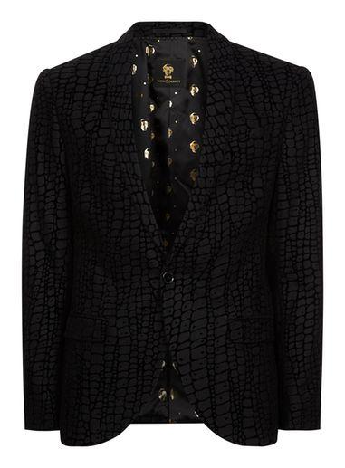 Topman Mens Blue Noose And Monkey Leopard Print Blazer