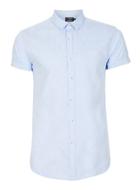 Topman Mens Light Blue Slub Cotton Short Sleeve Dress Shirt