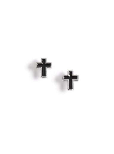 Topman Mens Silver Cross Earrings