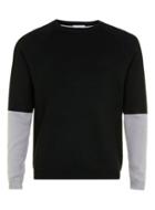 Topman Mens Premium Black And Grey Colour Block Sweater