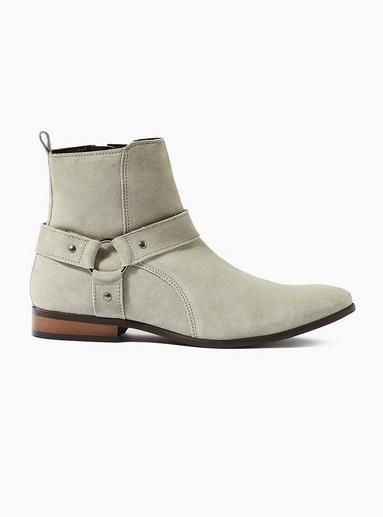 Topman Mens Grey 'brook' Harness Boots