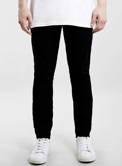 Topman Mens Black Pique Textured Skinny Joggers
