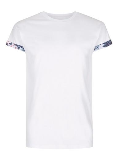 Topman Mens White Floral Roller Sleeve Skinny Fit T-shirt