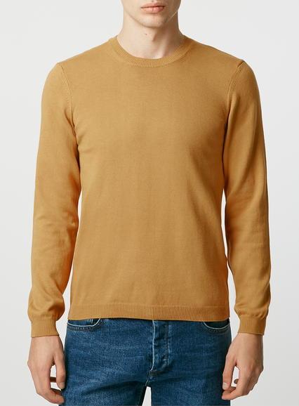 Topman Mens Yellow Mustard Essential Crew Sweater