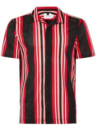 Topman Mens Multi Striped Revere Shirt
