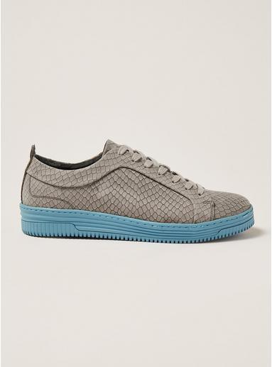 Topman Mens Grey Gray Nubuck Croc Drape Sneakers