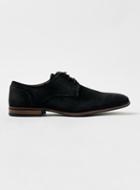 Topman Mens Black Brushed Suede Derby Shoes