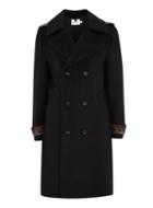 Topman Mens Black Embroidered Overcoat With Wool
