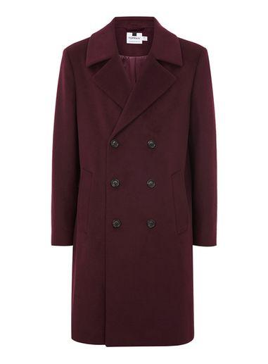 Topman Mens Red Burgundy Oversized Double Breasted Jacket