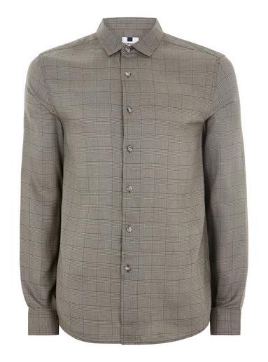 Topman Mens Brown Check Long Sleeve Shirt