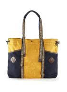Topman Mens Multi Yellow And Navy Waxed Cotton Holdall Bag