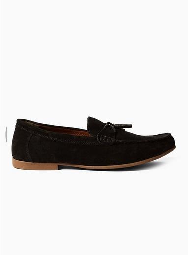 Topman Mens Black Suede Mason Loafers