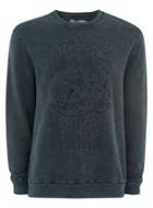 Topman Mens Grey James Bay X Topman Gray Embroidered Acid Wash Sweatshirt