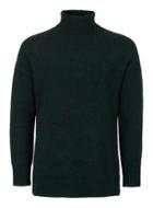 Topman Mens Dark Green Ribbed Roll Neck Slim Fit Sweater