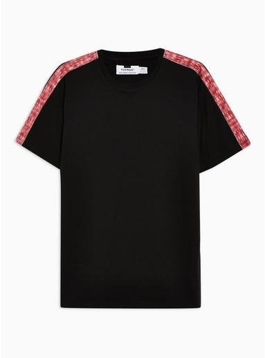 Topman Mens Black And Red Wash Taped T-shirt