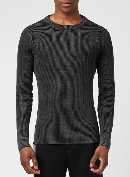 Topman Mens Black N1sq Charcoal Knitted Sweatshirt*