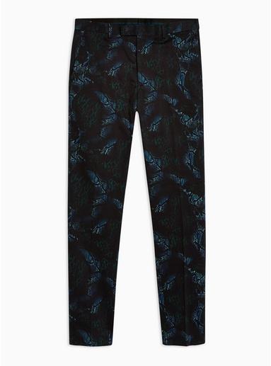 Topman Mens Blue Snake Print Skinny Trousers