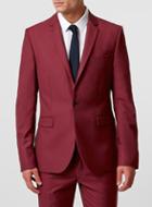 Topman Mens Red Burgundy Skinny Fit Suit Jacket