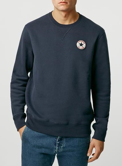 Topman Mens White Converse Navy Crew Sweatshirt