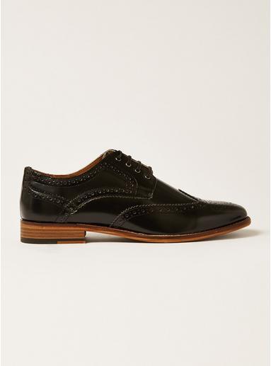 Topman Mens Black Leather Hale Brogues